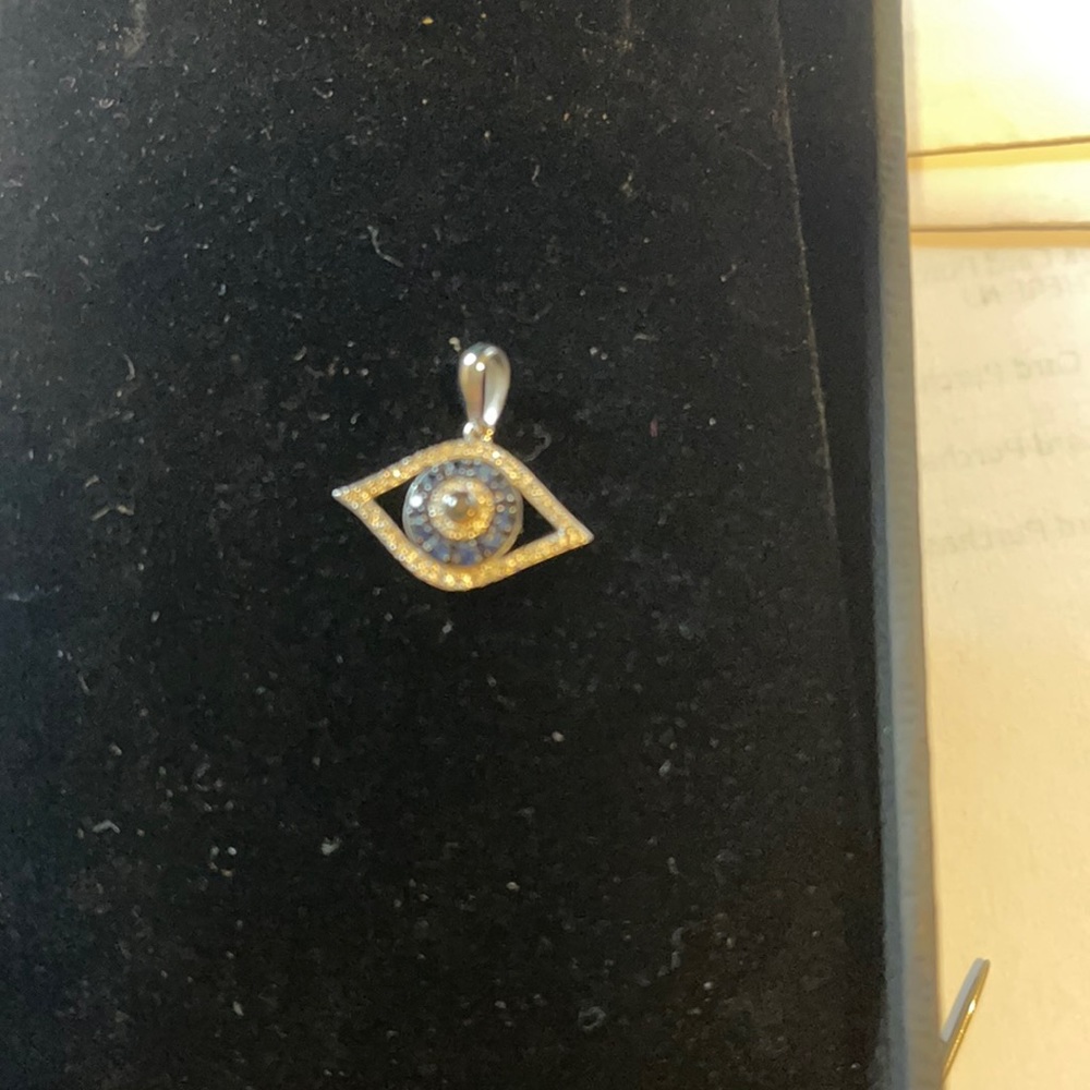Effy diamond white gold sapphire evil eye pendant - Picture 4 of 7